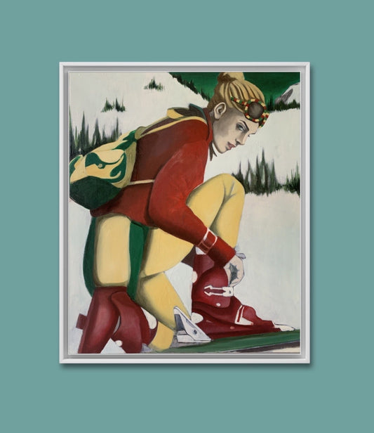 "Kvikklunsj", framed painting by Norwegian artist Edvarda