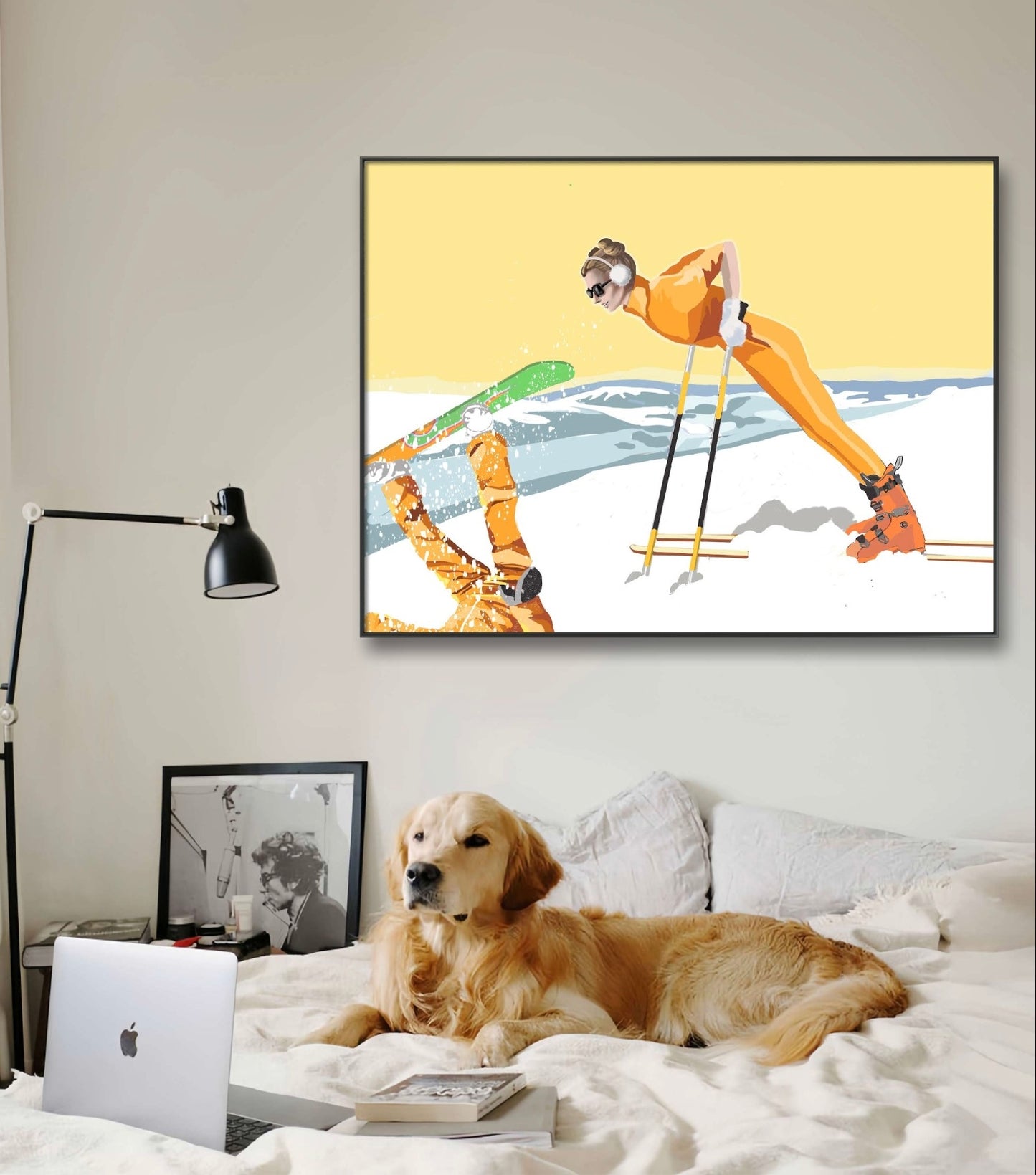 "Yellow Gaper" artwork by Norwegian artist Edvarda in an interior.