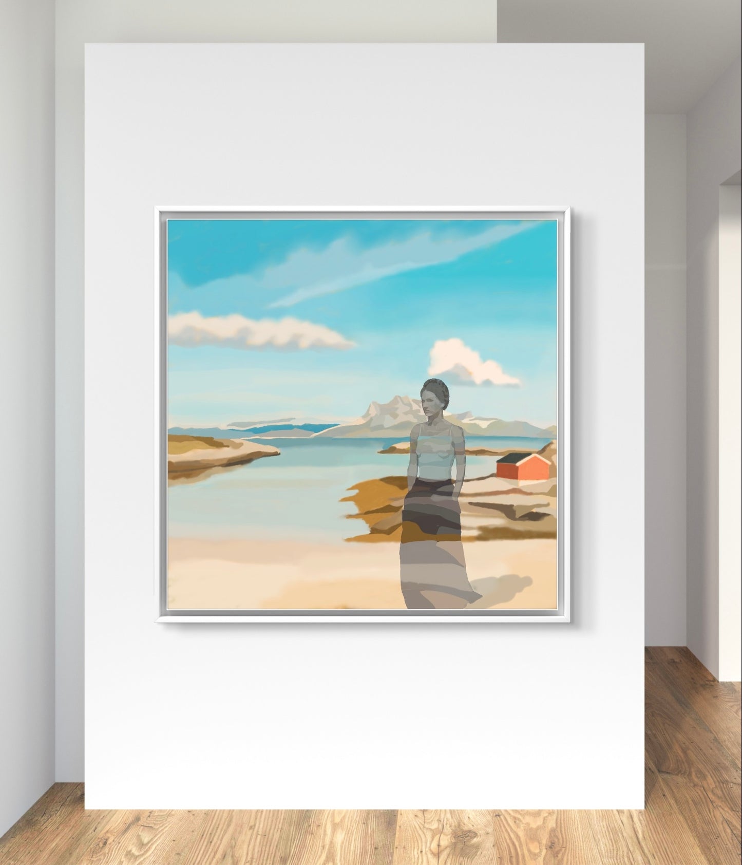 «Edvarda» artwork of Norwegian artist Edvarda mounted on a wall.