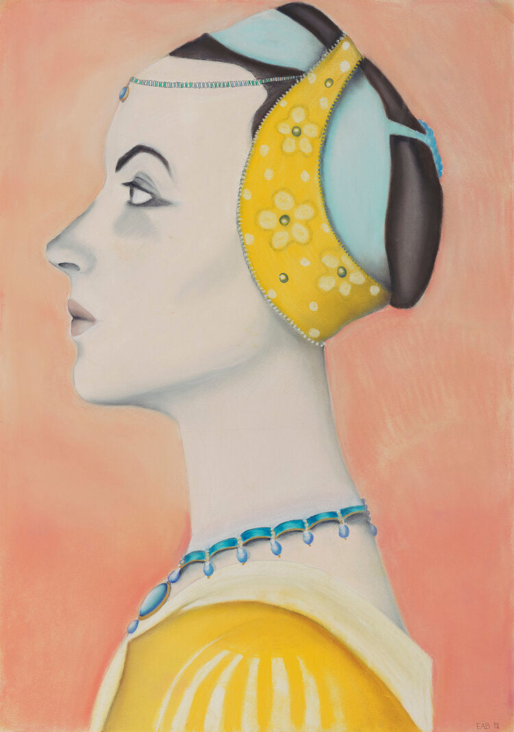 Profile portrait of Anais Nin by Norwegian artist Edvarda