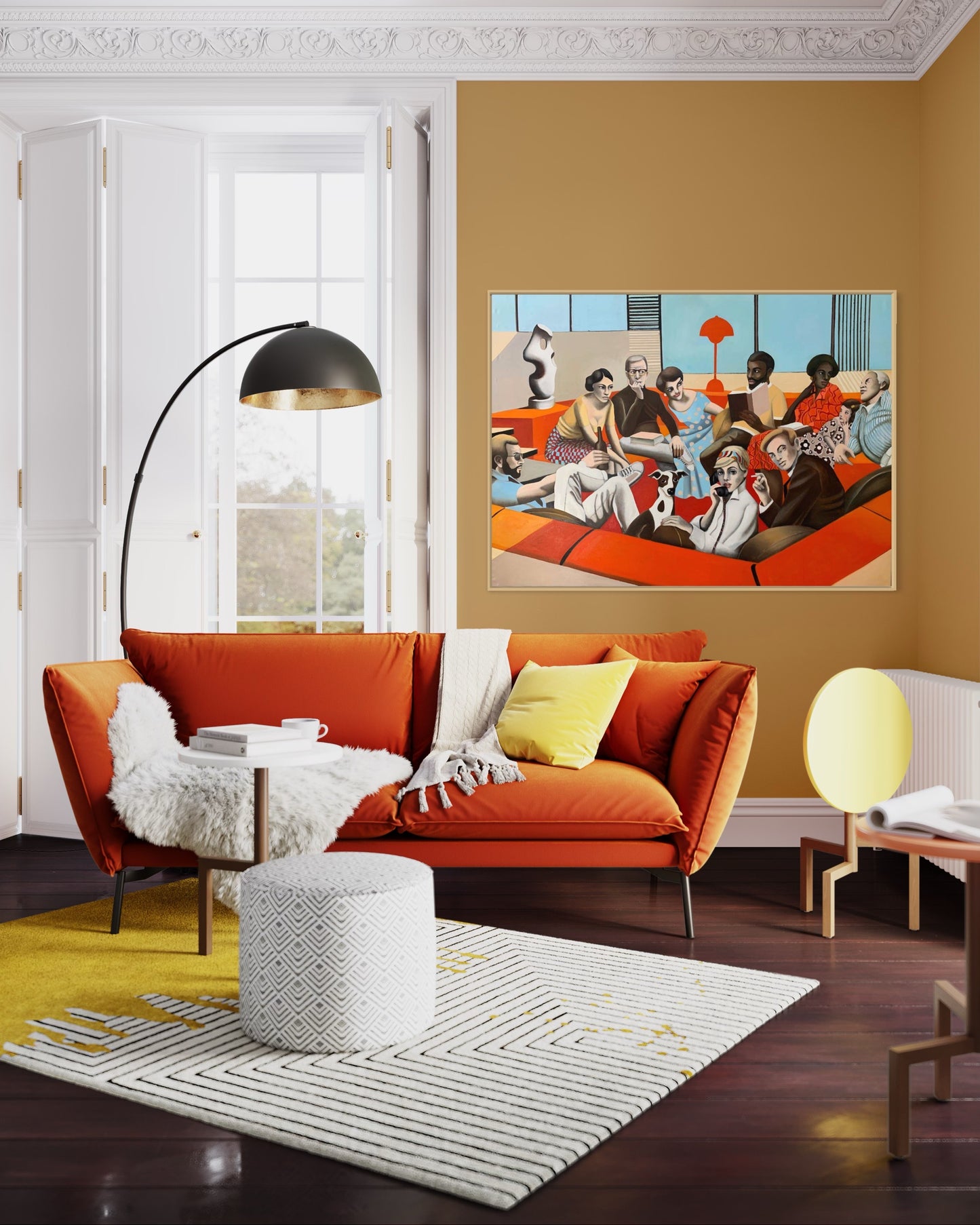 "Conversation Pit" painting by Norwegian artist Edvarda in an interior.