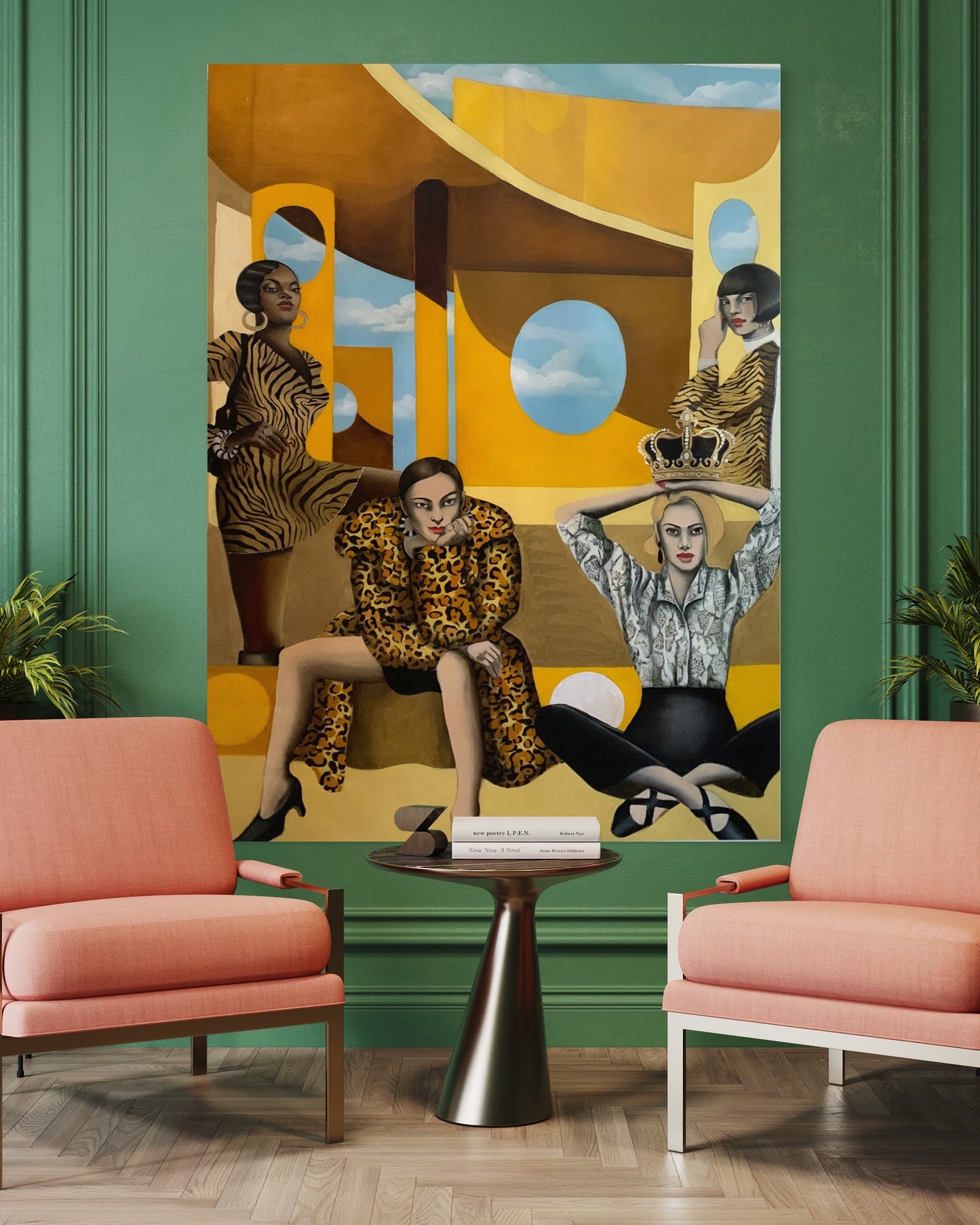 "Queens" painting by Norwegian artist Edvarda in an interior.