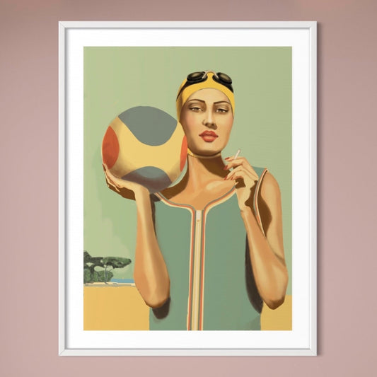 "I´ve got the ball" framed artwork by Norwegian artist Edvarda