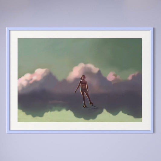 "Roller Girl" framed artwork by Norwegian artist Edvarda