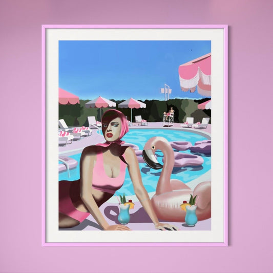 "Pink" framed artwork by Norwegian artist Edvarda