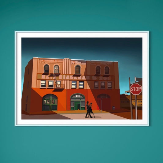 "Warehouse waltz" framed artwork by Norwegian artist Edvarda