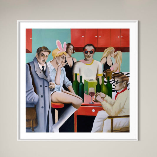 "Kitchen" framed painting by Norwegian artist Edvarda