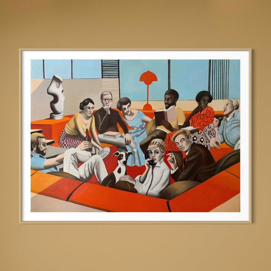 "Conversation Pit" framed painting by Norwegian artist Edvarda