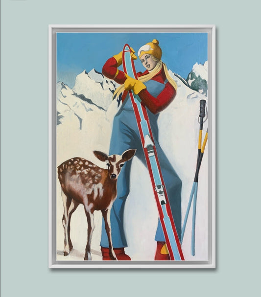 "Bambíˋs", framed painting by Norwegian artist Edvarda