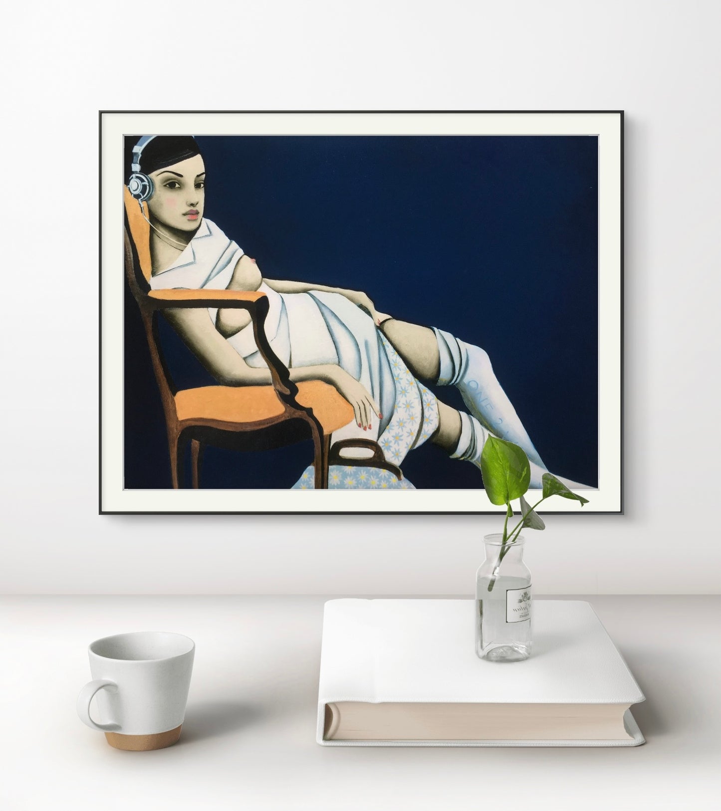 "One to watch" painting by Norwegian artist Edvarda mounted on a wall