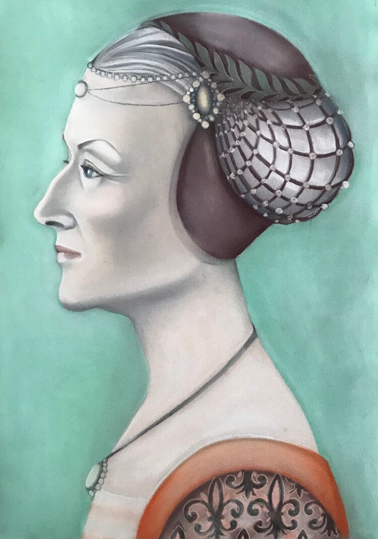 Profile portrait of Meryl Streep by Norwegian artist Edvarda