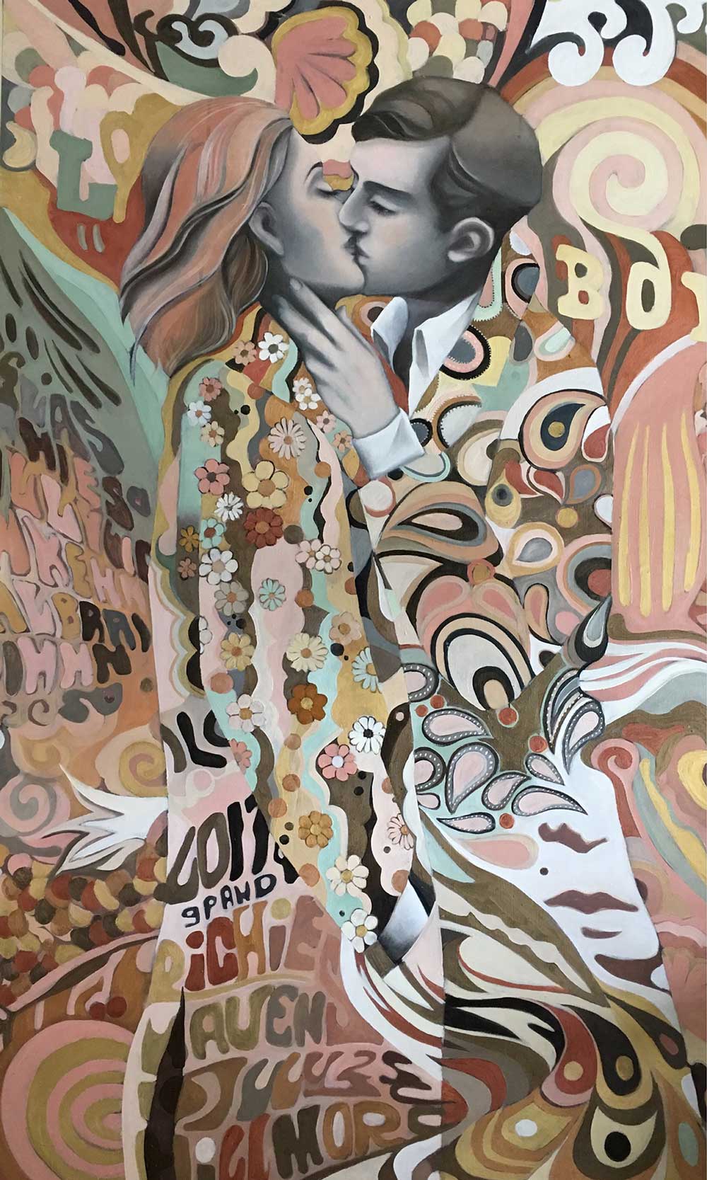 "The Kiss" painting by Norwegian artist Edvarda