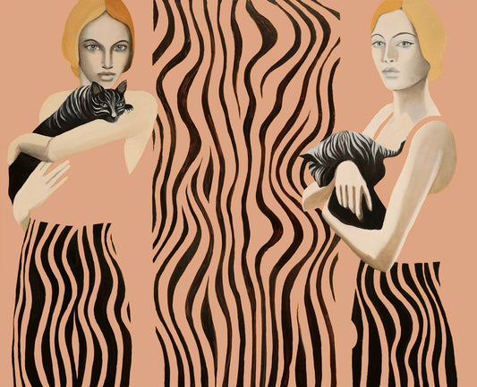 "Kittens" beige , artwork by Norwegian artist Edvarda 