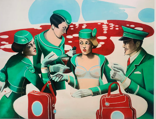 "Cardplayers" painting by Norwegian artist Edvarda 