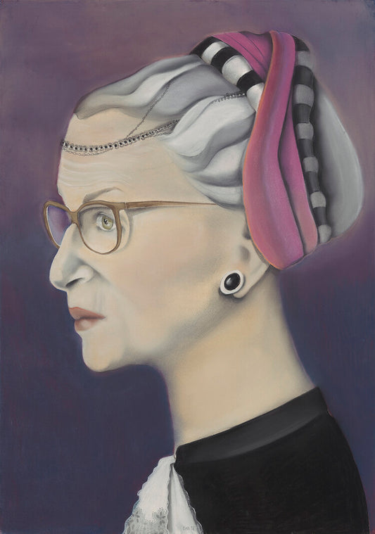 Profile portrait of Ruth Bader Ginsberg by Norwegian artist Edvarda