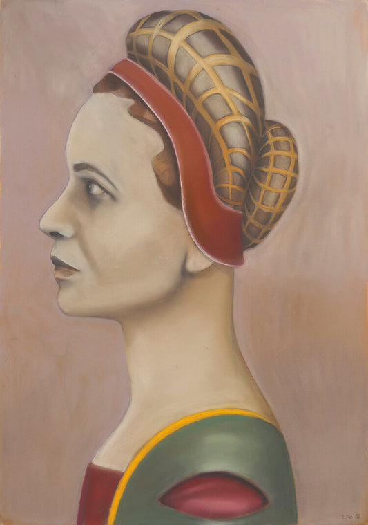 Profile portrait of Simone de Beauvoir by Norwegian artist Edvarda