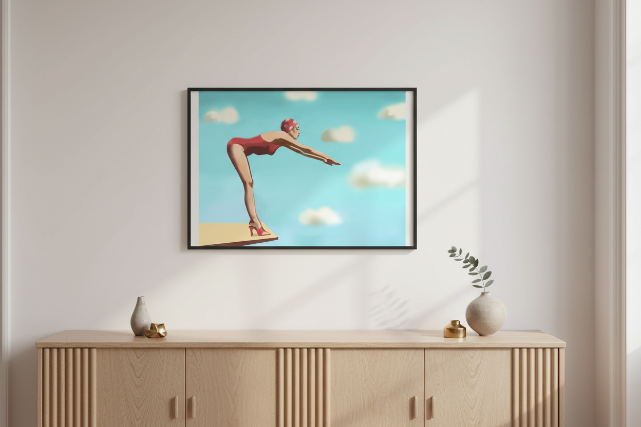 Diving Donna — 65x44 liggende format over sjenk
