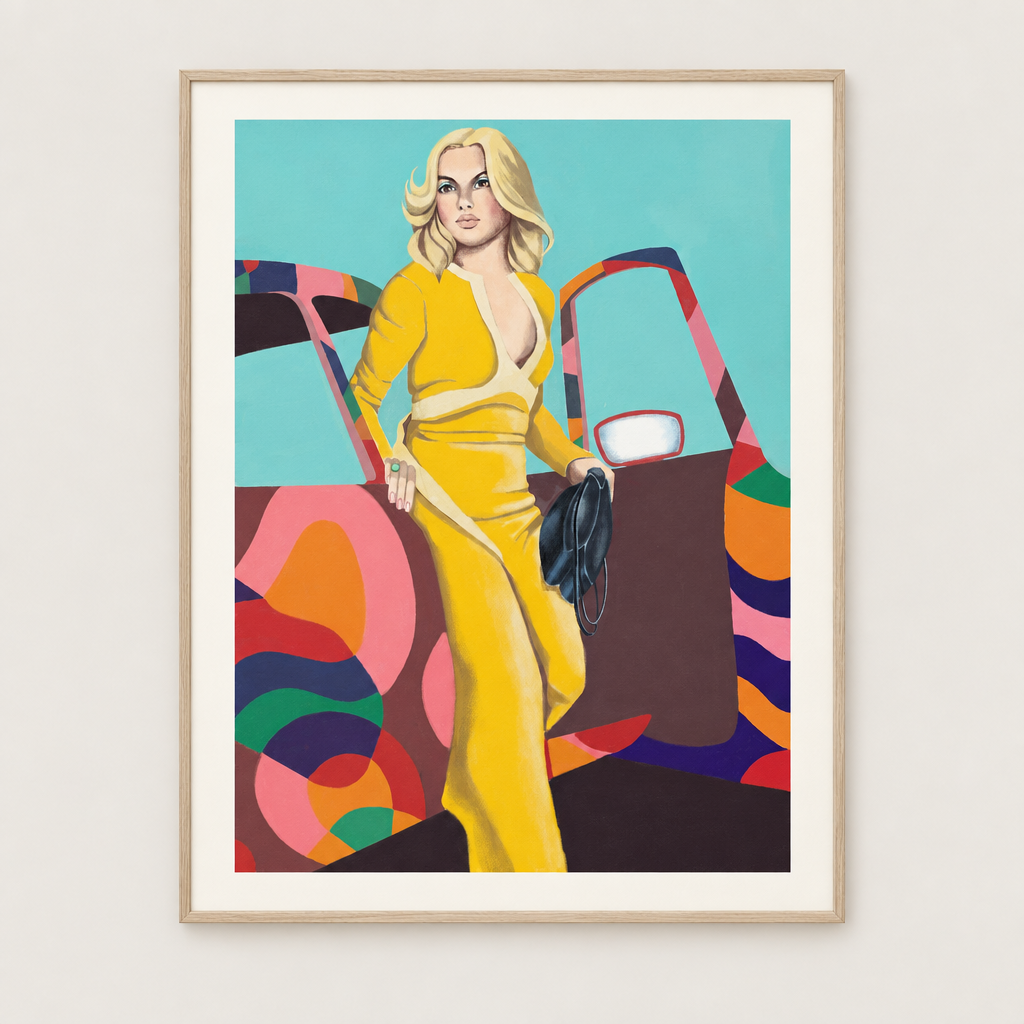 Little drummer girl med tynn eikelist og passepartout