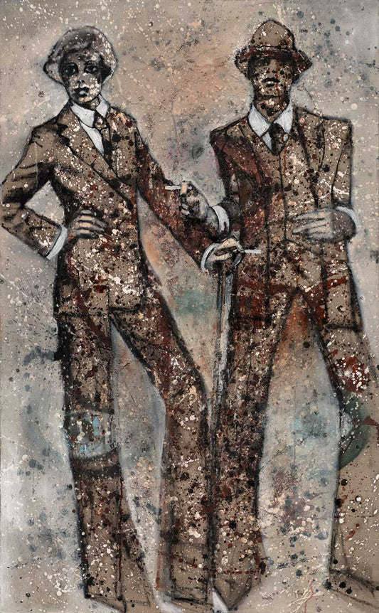 "Pollock crossdressers" painting by Norwegian artist Edvarda 
