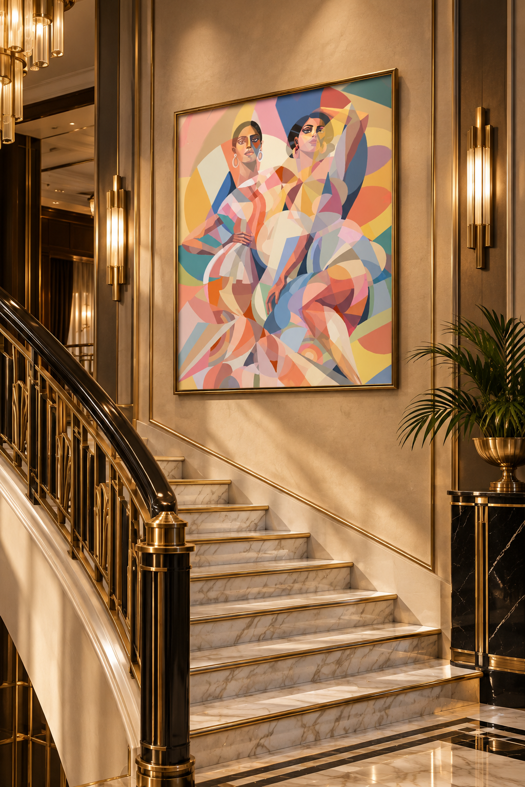 Twins i art deco-trapp